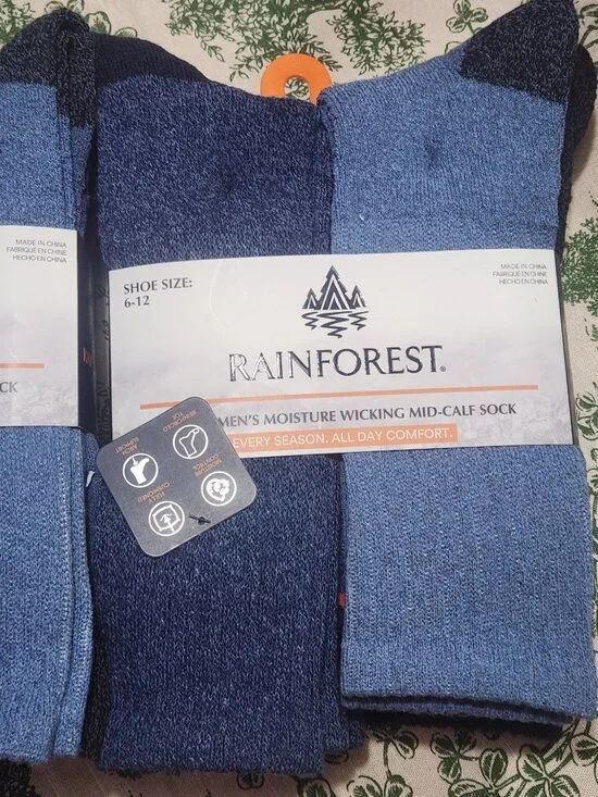 Rainforest Moisture Wicking Mid-Calf Socks Men's 12 Pair New - Picture 2 of 5
